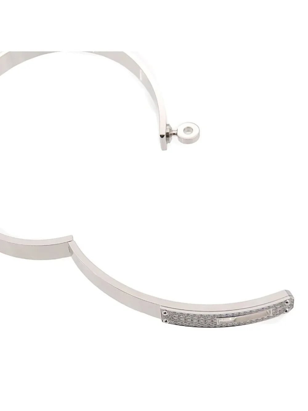 Hermes Kelly PM White Gold 18K Diamond Bracelet Bangle